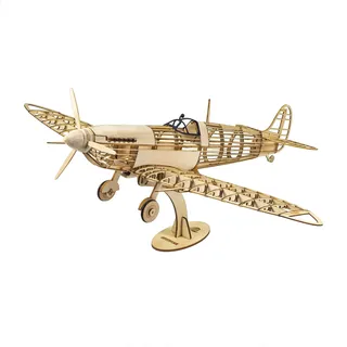 3D Holzpuzzles DIY Spitfire Fighter Flugzeug 1:25, Lasergeschnitten Balsa Holz Modell Flugzeug Kit zum Bauen für Erwachsene, Holzflugzeug Puzzle für Heimdekoration, Geburtstagsgeschenk