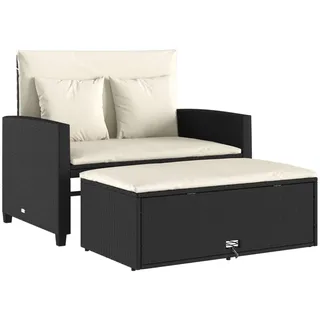 vidaXL Gartensofa 2-Sitzer Loungesofa schwarz