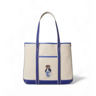 Polo Ralph Lauren für Damen. 428P05484001 Kleine Shopper-Tasche mit beigem Polo-Bär (OSFA), Lässig, Baumwolle
