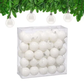 Relaxdays Weihnachtskugeln im 50er Set, Kunststoff, D: 6cm, Festliche Weihnachtsbaumdeko, Baumschmuck glänzend, Farbwahl