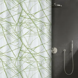 Spirella Elements Duschvorhang Fores 200 cm x 180 cm Weiß-Grün