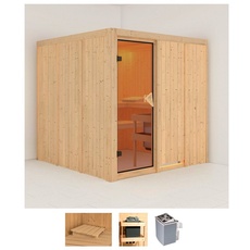 Bild von Sauna »Romina«, (Set), 8-kW-Ofen mit integrierter Steuerung beige