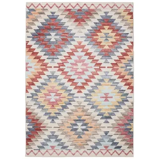 benuta Basic Waschbarer Teppich George - Multicolor/Beige 160x230 cm - Kunstfaser - Rechteckig & im Style: Kelim, Ethno-Style, Shabby Chic - Pflegeleicht für Wohnzimmer Schlafzimmer