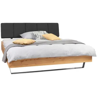 Valnatura Bett , Anthrazit, Buchefarben , Metall , Wildkernbuche , massiv , 120x200 cm , gepolstertes Kopfteil, in verschiedenen Holzarten erhältlich, Stoffauswahl, in verschiedenen Größen erhältlich , Holzmöbel, Holzbetten, Sonstige Holzbetten