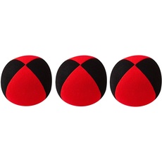 Jonglierball 3 Set Beanbag Superior (Velours) 67mm, schwarz-rot