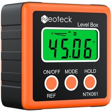 Neoteck Digitaler LCD Winkelmesser Neigungsmesser Inklinometer Wasserdicht Bevel Box Winkelmessgerät Wasserwaage - Orange