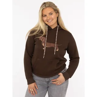 Zwillingsherz Hoodie »"Dackel"«, Stickerei vorne, weiche Fleece Innenseite, bedruckte Kordel, braun