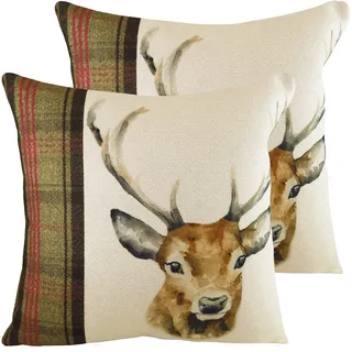 Evans Lichfield Hunter Hirsch Twin Pack Polyester gefüllte Kissen, Multi, 43 x 43cm, 2