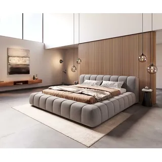 DeLife Polsterbettgestell Cutio 180x200 cm Mikrofaser Grau - Grau