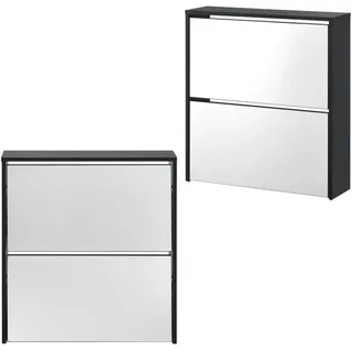 [en.casa] Schuhkipper Vogar , Schwarz , Holzwerkstoff , 63x67x17 cm , Garderobe, Schuhaufbewahrung, Schuhkipper