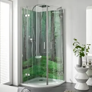 HSK Atelier Plan Runddusche 4-teilig, Radius 550 mm, Maße: 90,0 cm x 200,0 cm, 17508090550-68-50edelglas, Duschkabine: Schwarz-matt: ESG klar mit Edelglas