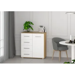 Praktische Kommode ANFISA MINI 1 – Eiche Sonoma / weiß - Braun