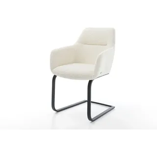 DeLife Freischwinger Pejo-Flex Bouclé Weiß flach Schwarz