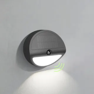 auralab Aussenlampe mit Bewegungsmelder Solar, 1500 mAh Batterie Solarlampen für Außen, Wasserdichte Solar Außenlampe mit Dämmerungssensor, Für Eingangsbereich, Vorgarten, Garage und Garten, rund