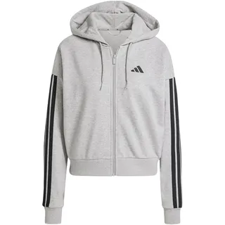 adidas Damen Essentials 3-Stripes French Terry Full Zip Hoodie, Medium Grey Heather/Black, S