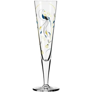 Ritzenhoff Champagnerglas , Blau, Schwarz, Goldfarben , Glas , 205 ml , 7.2x24x7.2 cm , Made in Germany, Fsc , Gläser, Champagnergläser & Sektgläser
