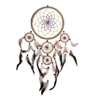Dreamcatcher - Traumfänger \"Gute Träume\", 22 cm, Länge/Breite ca. 65/35 cm, mehrfarbiges Netz