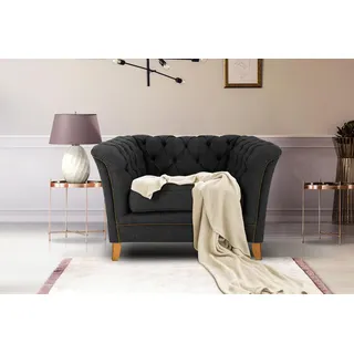 Home affaire Sessel »Newport modernes Chesterfield« mit Knopfheftung im Rücken, Keder und feinen Armlehnen, grau