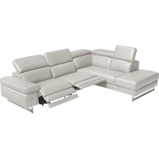 Egoitaliano Ecksofa »Candice, elegant, edel und bequem, erstklassiger Sitzkomfort, L-Form« inkl. 2 elektrischer Relaxfunktionen, Bedienung über Taste an Armlehne weiß