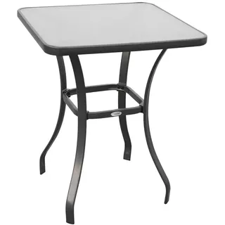 Outsunny Gartentisch, Metall, Hartglas, Schwarz , 68.5x84x68.5 cm , Gartenmöbel, Gartentische, Garten-Beistelltische