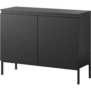 Selsey Kommode Schrank Aufbewahrungsschrank 100 cm 2 Türen 4 Fächer Schwarz Schwarze Beine Bemmi