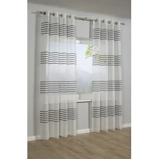 GARDINIA »Schal mit Ösen Etamine 3-D Streifen« Ösen 1 Stk. tlg. transparent, Polyester, Stoff: Etamine