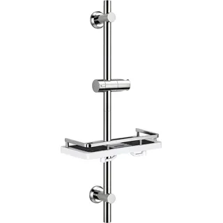 Görbach Duschset Edelstahl Duschstange mit Duschkopfhalterung, 70 cm, Chrom | Verstellbare Brausestange, passend für Standard-Handbrausen, geeignet für Bohrlochabstände von 30–65 cm