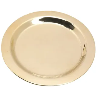 Nklaus Ø11cm Kerzenteller aus Messing Gold Dekoteller mit Rand Handarbeit Untersetzer 10582