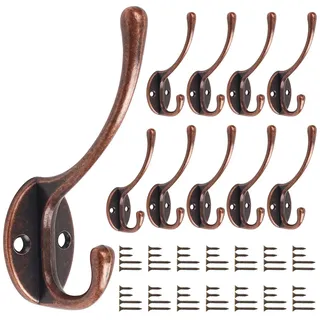 Bolatus 10Stücke Kleiderhaken Wand Garderobenhaken Vintage Wandhaken Hakenleiste Haken für Badezimmer Küche Wohnzimmer und Flur(Kupfer)