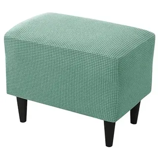 Highdi Ottomane Schonbezug Hockerbezug, Karierter Jacquard Stoff Einfar Big Hocker Hussen für Fußhocker, Stretch Bezug Waschbar Ottomane Abdeckung Überzug Hocker Protector (Matcha-Grün)