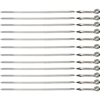 Olymp Edelstahl Schaschlikspiesse 60cm / 2mm Stärke / 1,5cm Breite/EXTRA STARK/Schampura Grillspiesse Fleischspiesse auch für Mangal (12 Stück)