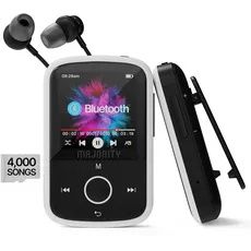 Bluetooth MP3 Player mit Sport-Clip für Kinder | Kopfhörer Inklusive | 16GB Interner Speicher, Erweiterbar auf bis zu 128GB | 34 Stunden Akkulaufzeit, 33g Gewicht | USB-Laden | MAJORITY MP3-Player