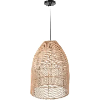 VIVANNO Hängelampe Rattan PURE Rund, Natur geflochten - 30x53 cm - Beige