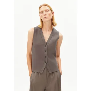 STRICKWESTE MIT KNOPFLEISTE |  Bio-Baumwoll-Mix - braun (S)