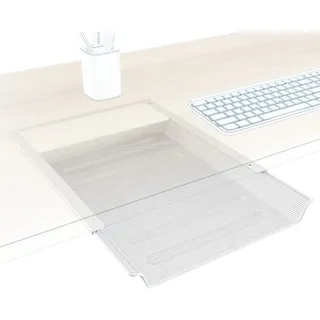 KD Essentials – Schublade unter Schreibtisch, verstaut A4-Dokumente und Büroartikel unsichtbar unter dem Tisch, Unterbau Schubfach als Organizer/Ablage im Büro und Home Office – Metall, weiß