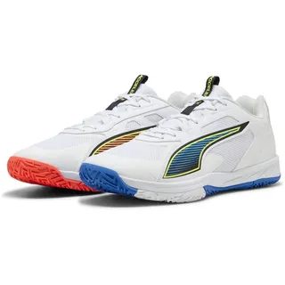 Puma Accelerate Pro 4 Game on Hallenschuh, Unisex, Puma Weiß, leuchtendes Rot, Ultrablau, 46 EU