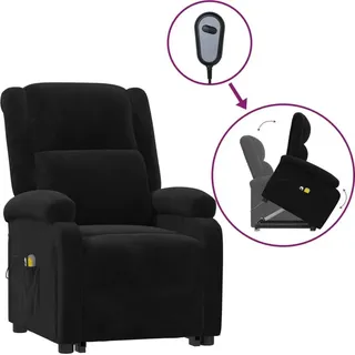 vidaXL Massagesessel mit Aufstehhilfe Schwarz Samt - Schwarz