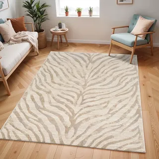 livabliss Luanda Wohnzimmer Boho, großer Schlafzimmer 200x275 cm, Esszimmer mit geometrischem Muster, Skandinavischer Wohnzimmer modern in Hellgrau und Beige