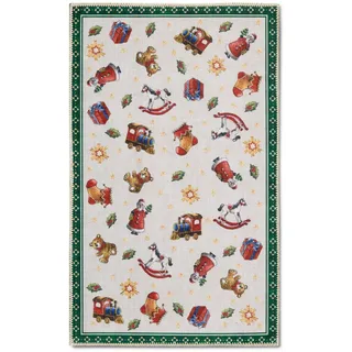 Villeroy & Boch Flachwebeteppich , Multicolor, Dunkelgrün , Textil , Weihnachten , rechteckig , 50x80 cm , Oeko-Tex® Standard 100 , rutschfest, in verschiedenen Größen erhältlich, pflegeleicht, strapazierfähig, leicht zusammenrollbar, rutschfeste Unterfläche , Teppiche und Böden, Teppiche, Webteppiche