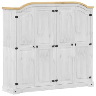 vidaXL Kleiderschrank Corona Weiß 194x52x186 cm Massivholz Kiefer - Weiß