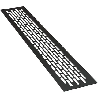 sossai® Aluminium Lüftungsgitter - Alucratis (1 Stück) | Rechteckig - Maße: 44 x 8 cm | Farbe: Schwarz | pulverbeschichtet