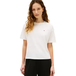 Tommy Hilfiger Damen T-Shirt Kurzarm Jersey Pyjama-Oberteil, Elfenbein (Ivory), M