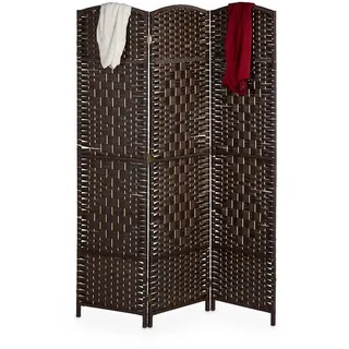Relaxdays Paravent Braun 3-tlg. 170x120 cm , Papier, Holz , 120x170x2 cm , Wohnzimmer, Raumteiler, Paravents