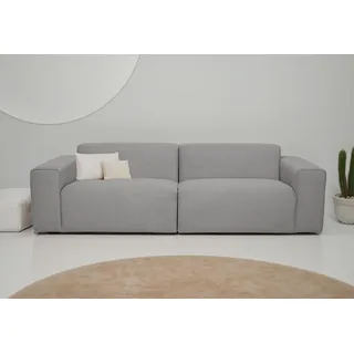 OTTO home 3-Sitzer »Koa, 228 cm, Modulsofa in Cord, Chenille, Struktur, Webstoff« Designsofa, weicher Lounge-Sitzkomfort, Welleunterfederung, bodentief, grau