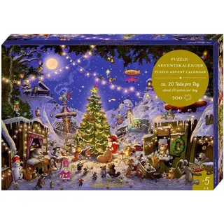 Puzzle-Adventskalender - Weihnachtsmarkt der Tiere