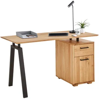 Linea Natura Schreibtisch , Eichefarben , Kunststoff , Asteiche , massiv , 1 Schublade(n) Schubladen , rechteckig , A-Form , 65x75x140 cm , Stauraum, seitenverkehrt montierbar , Holzmöbel, Holztische, Schreibtische Holz, Schreibtische Holz