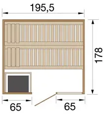 Bild von Massivholzsauna Bergen 1.8 - 45 mm Ganzglastür 7,5 kW OS