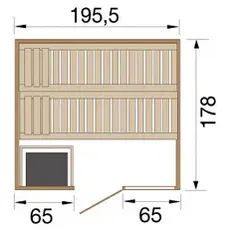 Bild von Massivholzsauna Bergen 1.8 - 45 mm Ganzglastür 7,5 kW OS