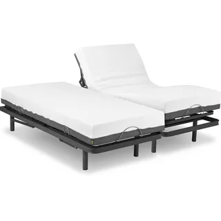 Ferlex - Lattenrost 160x190 elektrisch verstellbar mit orthopädischer viskoelastischer Matratze Elion | Zwei Separate Betten | Drahtlose Fernbedienung