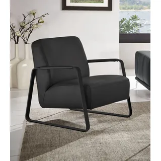 Cocktailsessel W.SCHILLIG "quadroo Loungesessel", grau (anthrazit s37), B:65cm H:82cm T:82cm, Velourgewebe V41 (100% Polyester);Longlife Xtra-Leder Z59 - Glattleder;Longlife Xtra-Leder Z73 - Glattleder;Stoff S37 (100% Polyester): Luxus-Microfaser in Lederoptik, Sessel, Cocktailsessel, mit bezogenen Armlehnen, Gestell in Schwarz pulverbeschichtet